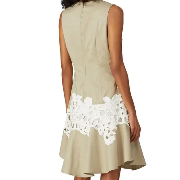 Derek Lam Rent the Runway 10 Crosby V-neck Khaki Lace Dress Women's size 6 - Picture 2 of 11